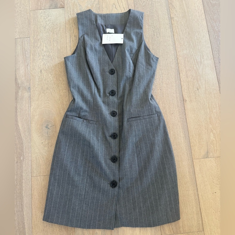 A New Day Pinstripe Dress XS Grey